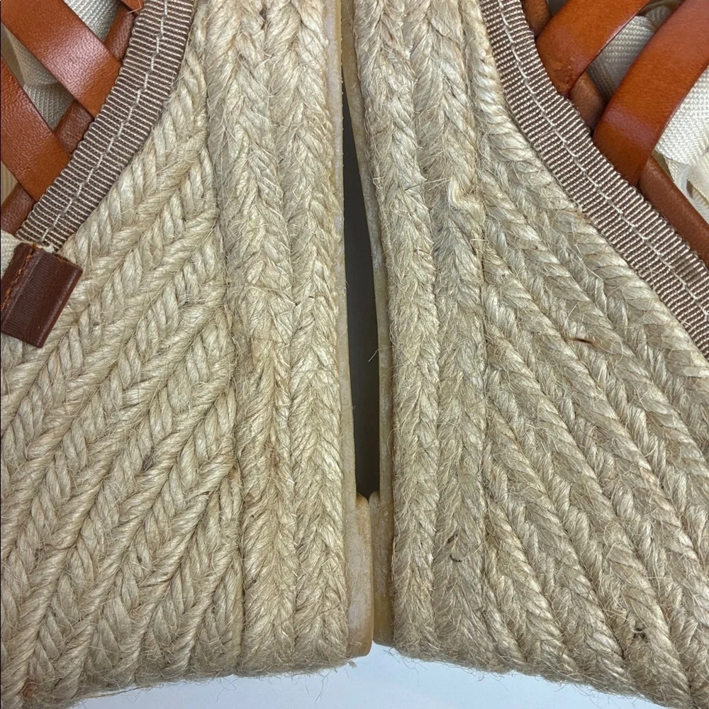 J.Crew Italian Leather Wedge Espadrilles Shoes Ballerina Straps 7 Vacation NWOB
